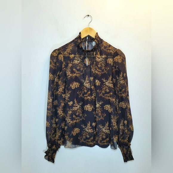 Cami NYC Willa Blouse - navy blue toile print - Picture 3 of 4